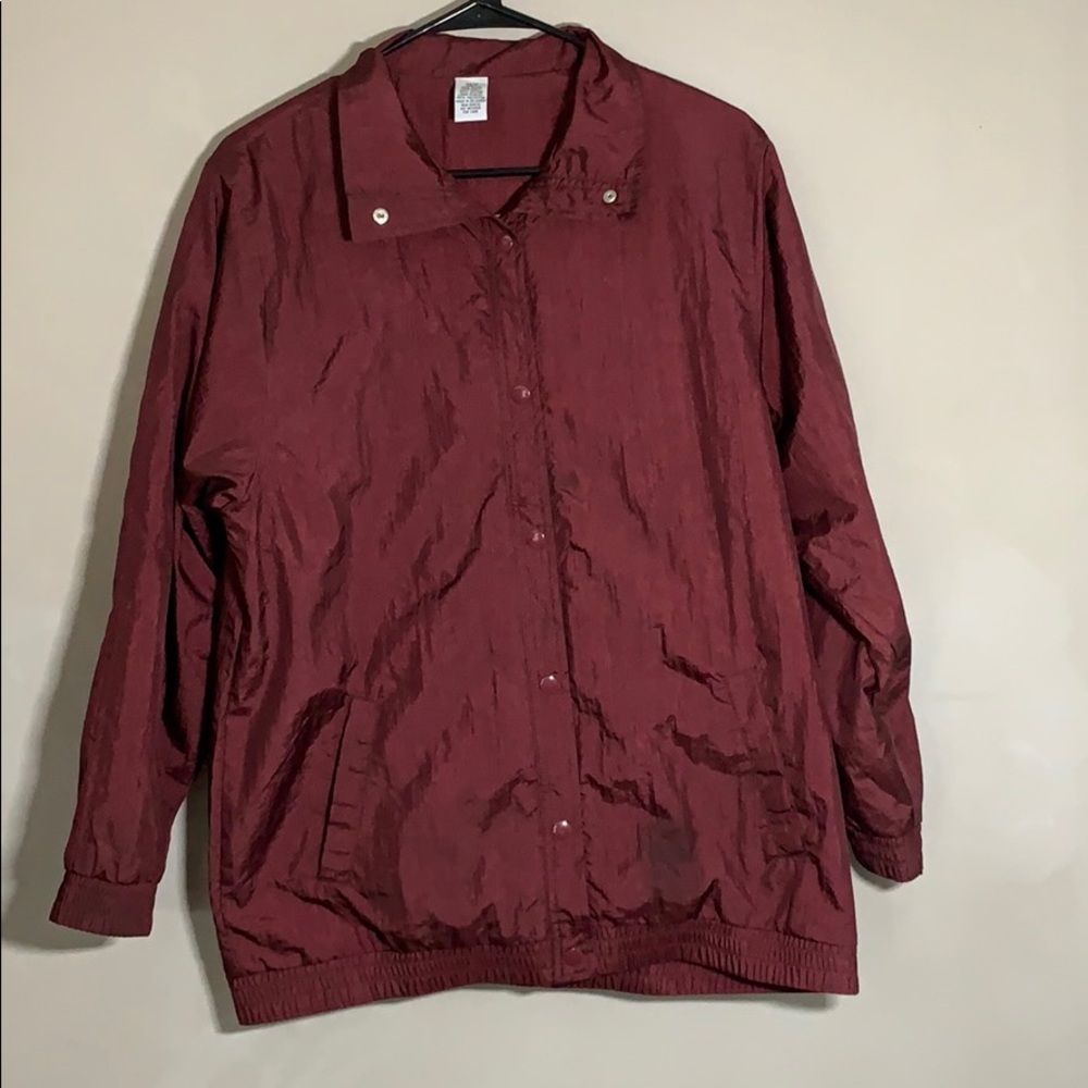 Maroon button down jacket w/ soft cotton interior